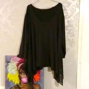 Simplicity Black Asymmetrical Tunic Top